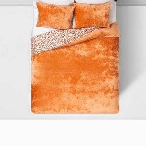 One OPALHOUSE Rust orange Reversible Velvet Leopard Print King Sham